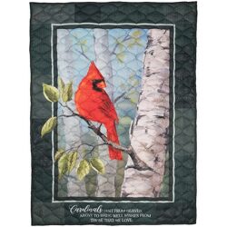 Quilted Cardinals Visit throw from Fields Flowers in Ashland, KY