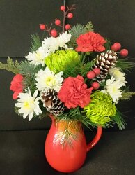 RED CHRISTMAS PITCHER from Fields Flowers in Ashland, KY