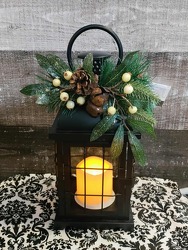 Black Lantern with Pine from Fields Flowers in Ashland, KY