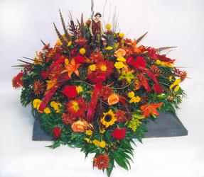 Mixed fall with ribbon and keepsake from Fields Flowers in Ashland, KY