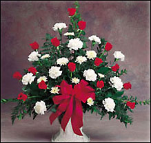 Red and White One-Sided Arrangement from Fields Flowers in Ashland, KY