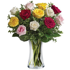 12 Mixed color roses in vase from Fields Flowers in Ashland, KY