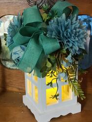 White Lantern with silk from Fields Flowers in Ashland, KY